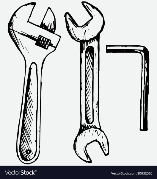 Гаечный ключ черно белый