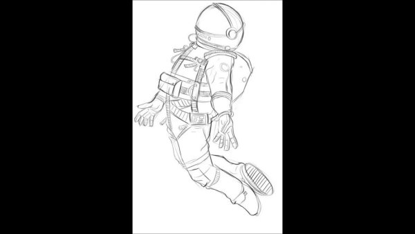Космонавт рисунок карандашом для срисовки