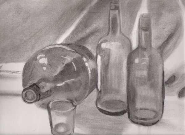 Стеклянные предметы карандашом