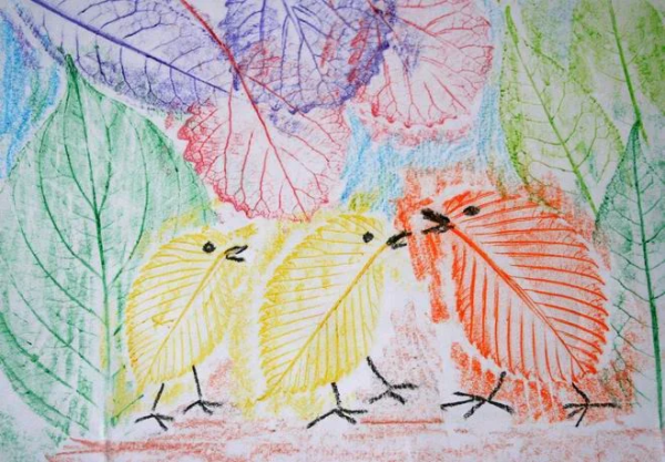 Фроттаж листья