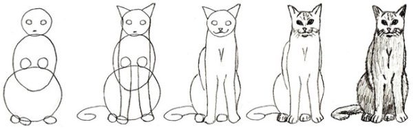 Сидячая кошка рисунок