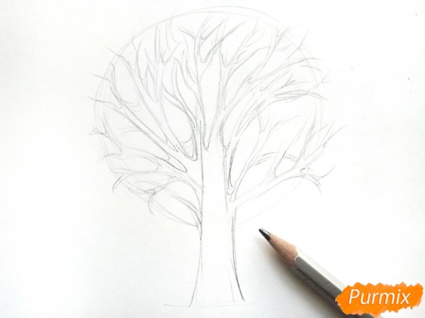 Осение дерево карандашом