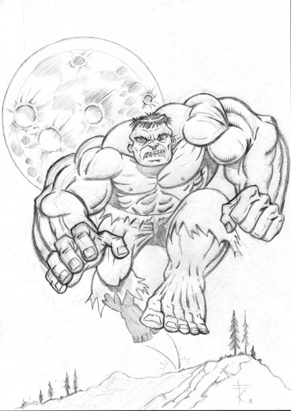Рисунок карандашом мальчиков Халк