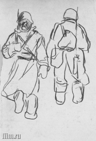 Стреляющий солдат контур