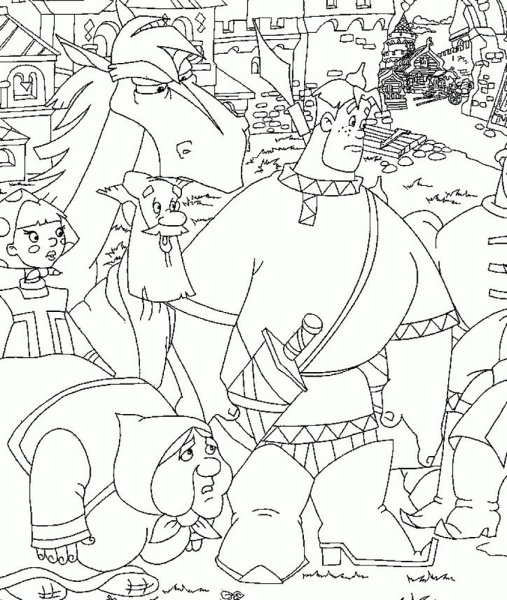 Бурушка конь Ильи Муромца раскраска