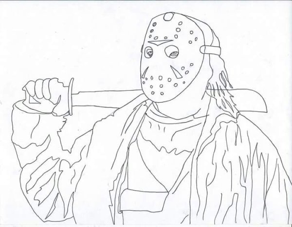 Раскраска для мальчиков Джейсон Вурхис