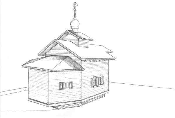 Набросок деревянного храма