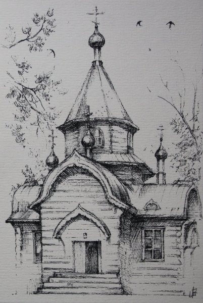 Церковь карандашом
