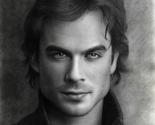 Йен Сомерхолдер портрет карандашом