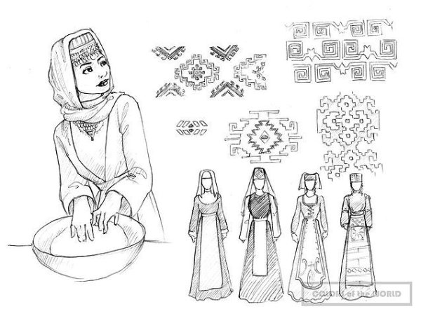 Поэтапный рисунок русского народного костюма