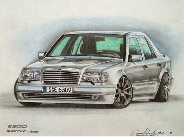 Мерседес Бенц w124 карандашом