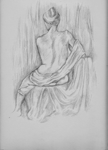 Рисунок карандашом женщина со спины