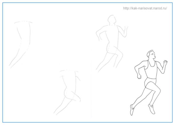 Поэтапный рисунок человека в движении