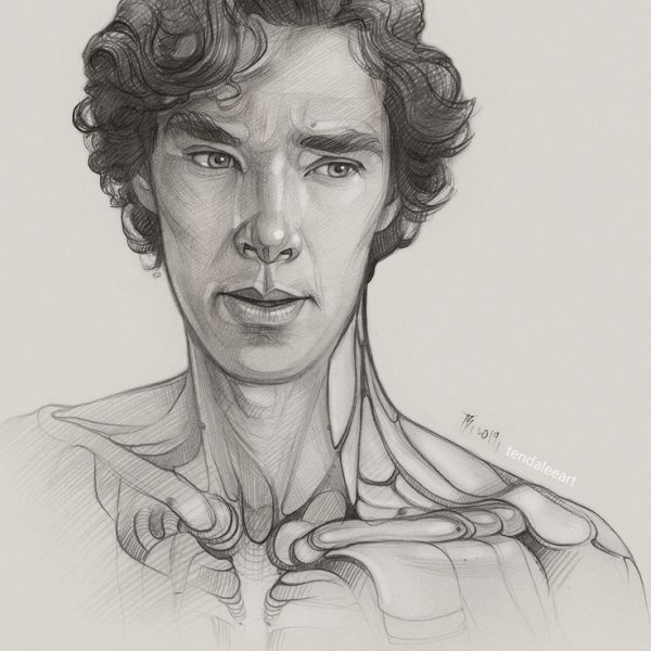 Бенедикт Камбербэтч портрет карандашом
