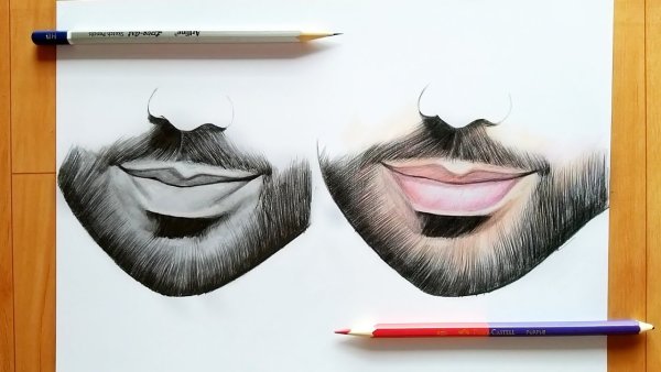 Нарисовать губы мужские