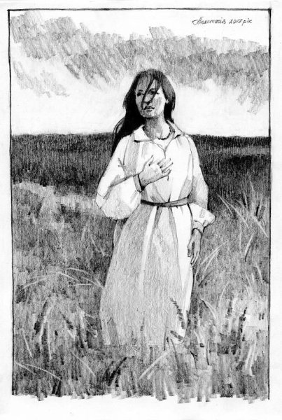 Рисунок деревенской девушки карандашом