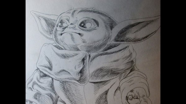 Бэби йода арт карандашом