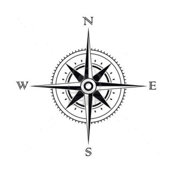 Компас с розой ветров контур картинка