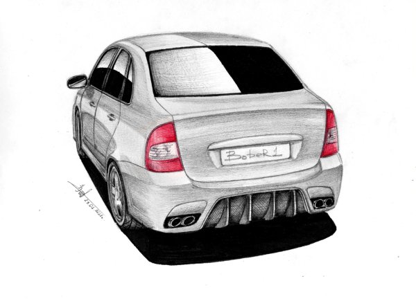 Рисунок машины Лада Калина спереди