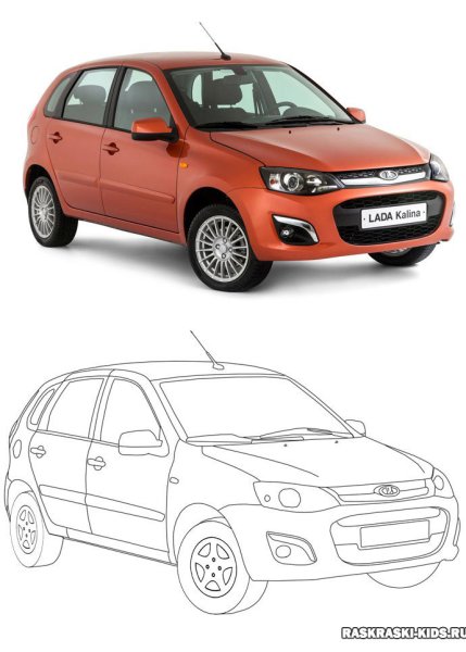 Нарисованная Лада Приора спереди