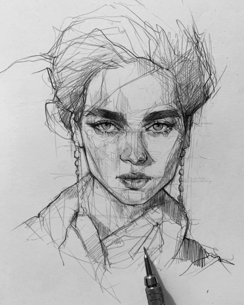 Лицо карандашом