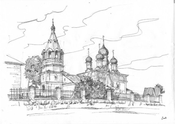 Храм набросок легкий