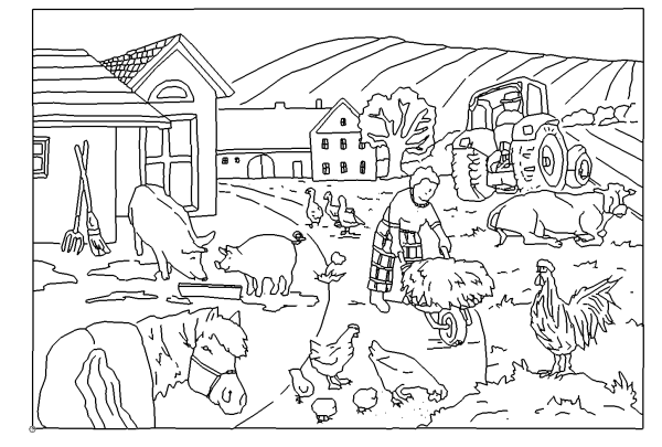 Деревня раскраска для детей