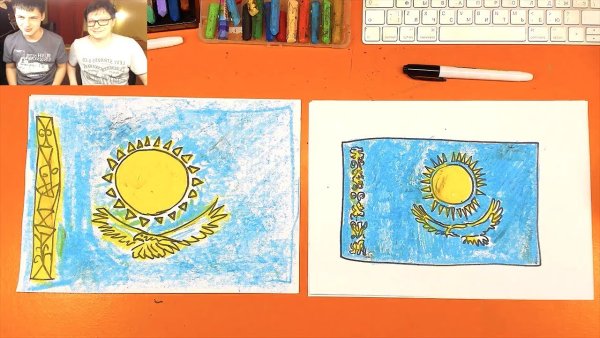 Рисование флаг Казахстана