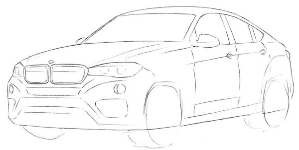 БМВ х6 рисунок карандашом