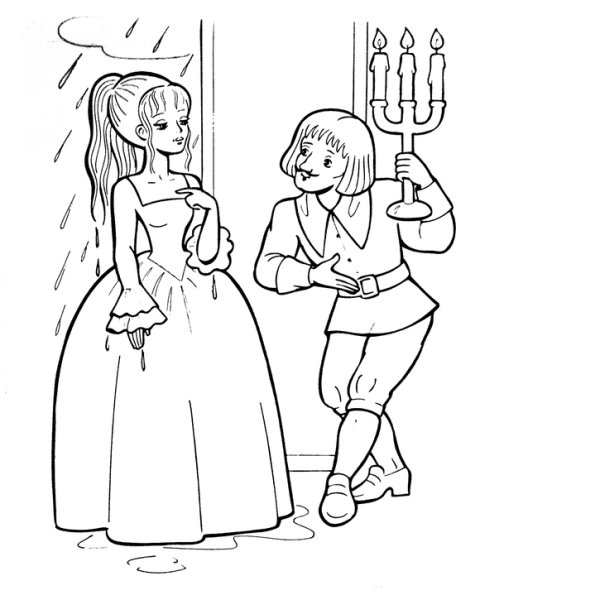 Андерсен принцесса на горошине раскраска