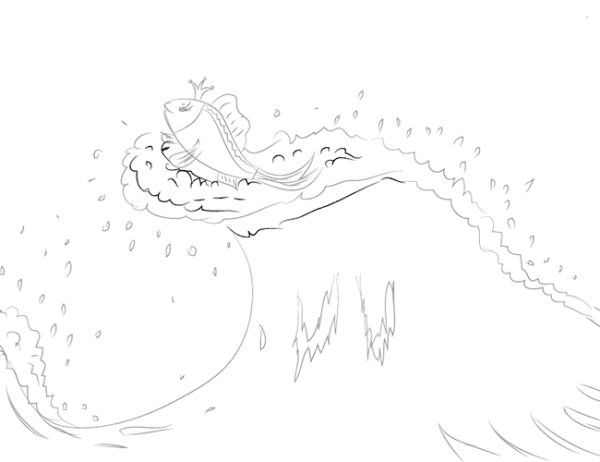 Золотая рыбка трафарет