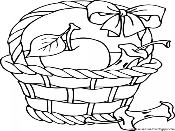 Корзинка с цветами раскраска