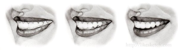 Улыбка с зубами рисунок карандашом