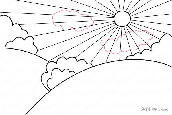 Небо цветными карандашами