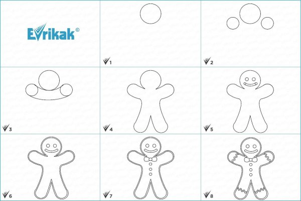 Пряничный человечек поэтапный рисунок