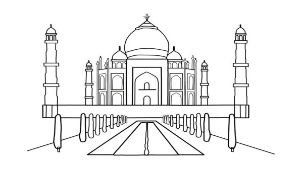 Раскраска храм Тадж Махал Индия