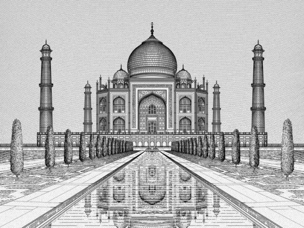 Раскраска храм Тадж Махал Индия