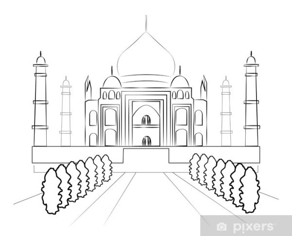 Раскраска храм Тадж Махал Индия