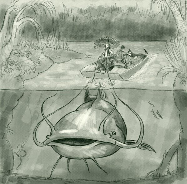 Сом нарисовать карандашом
