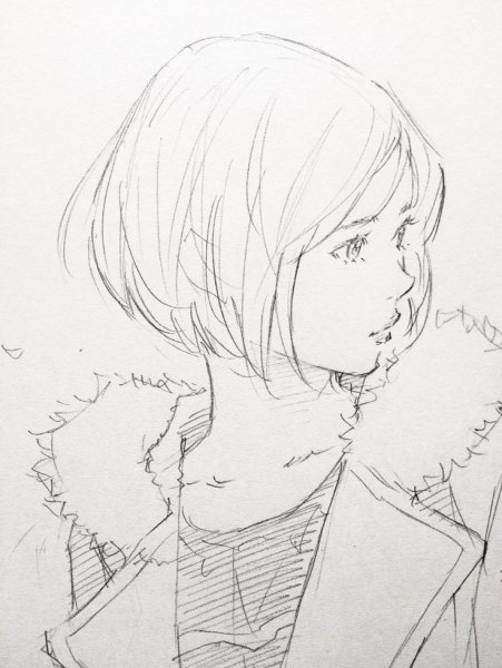 Штриховка волос карандашом