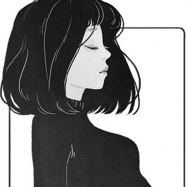 Девушка с каре рисунок