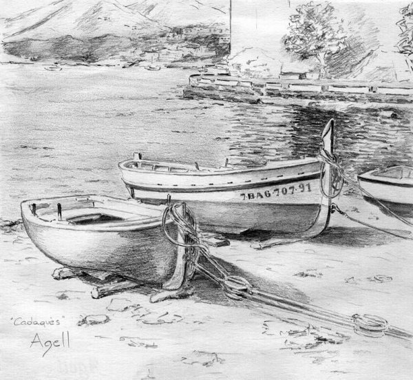 Зарисовки лодок на воде