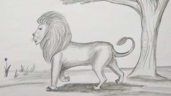 Нарисовать Лев и собачка