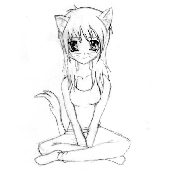 Рисунки для срисовки карандашом аниме с ушками