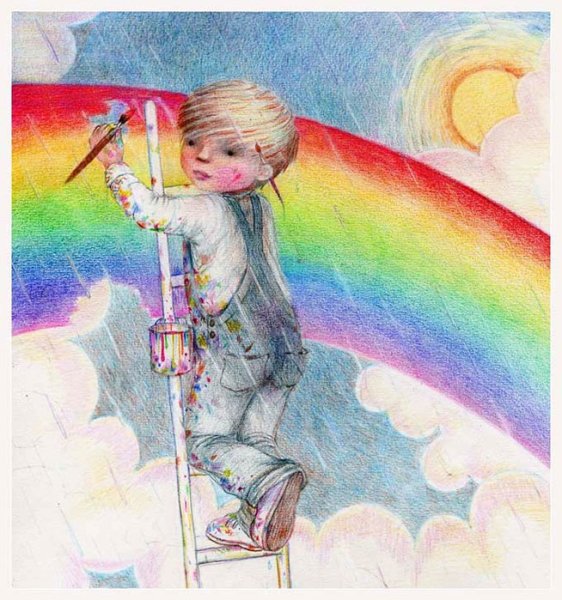 Нарисовать радугу карандашом для детей 5 лет