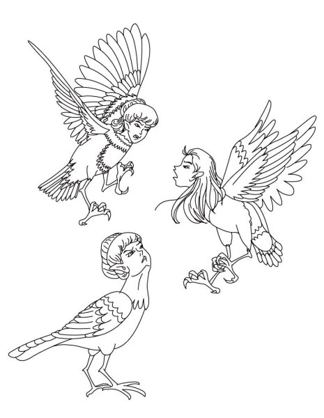 Птица Сирин раскраска