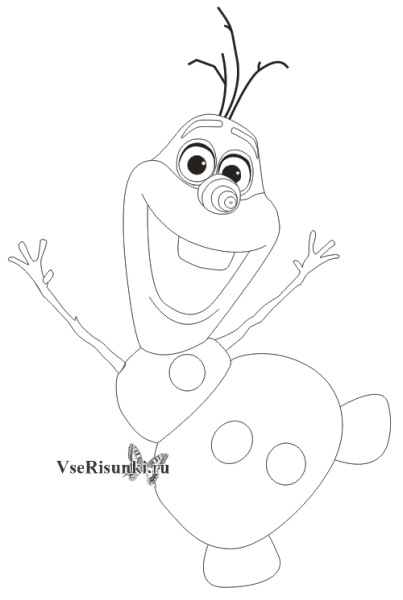 Нарисовать Олафа из холодного сердца поэтапно