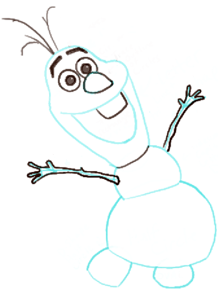 Снеговик из холодного сердца карандашом