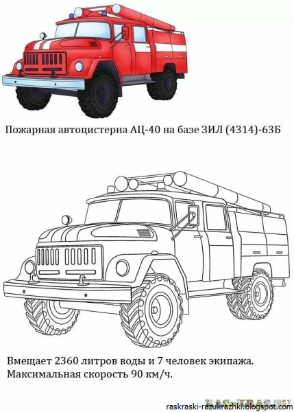 Нарисовать пожарную машину сбоку