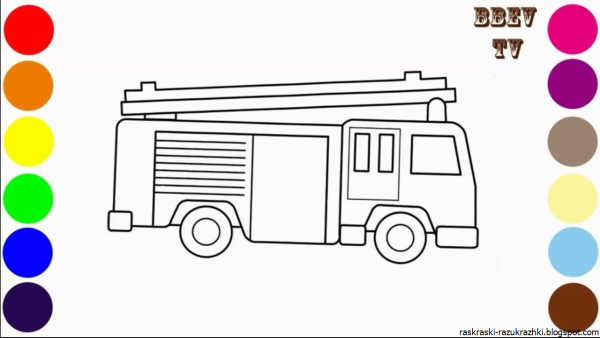 Поэтапное рисование пожарной машины